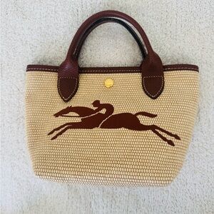 LONGCHAMP LE PLIAGE PARIS SAINT TROPEZ BUCKET BAG RED CANVAS WOMEN